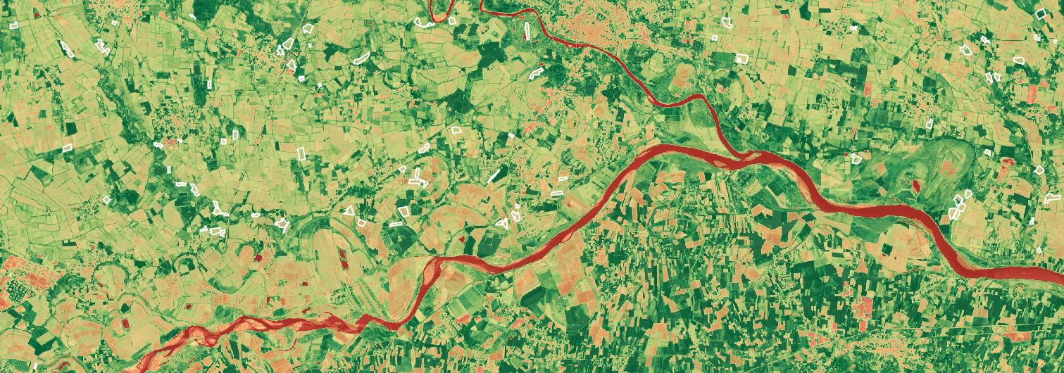 Sentinel-2 RGB composite of rice paddy fields in Pavia Province, Lombardy, Italy — study area for SAR-based conservation agriculture classification