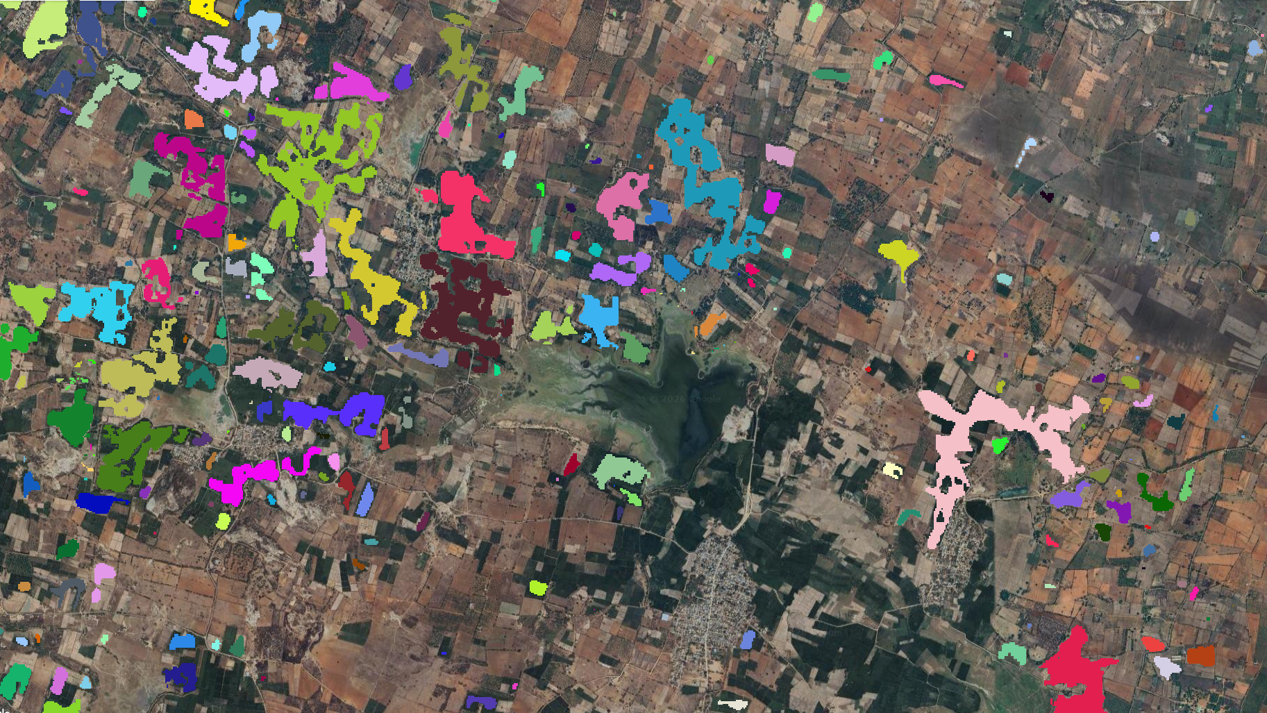 Color-coded paddy field classification by hectare