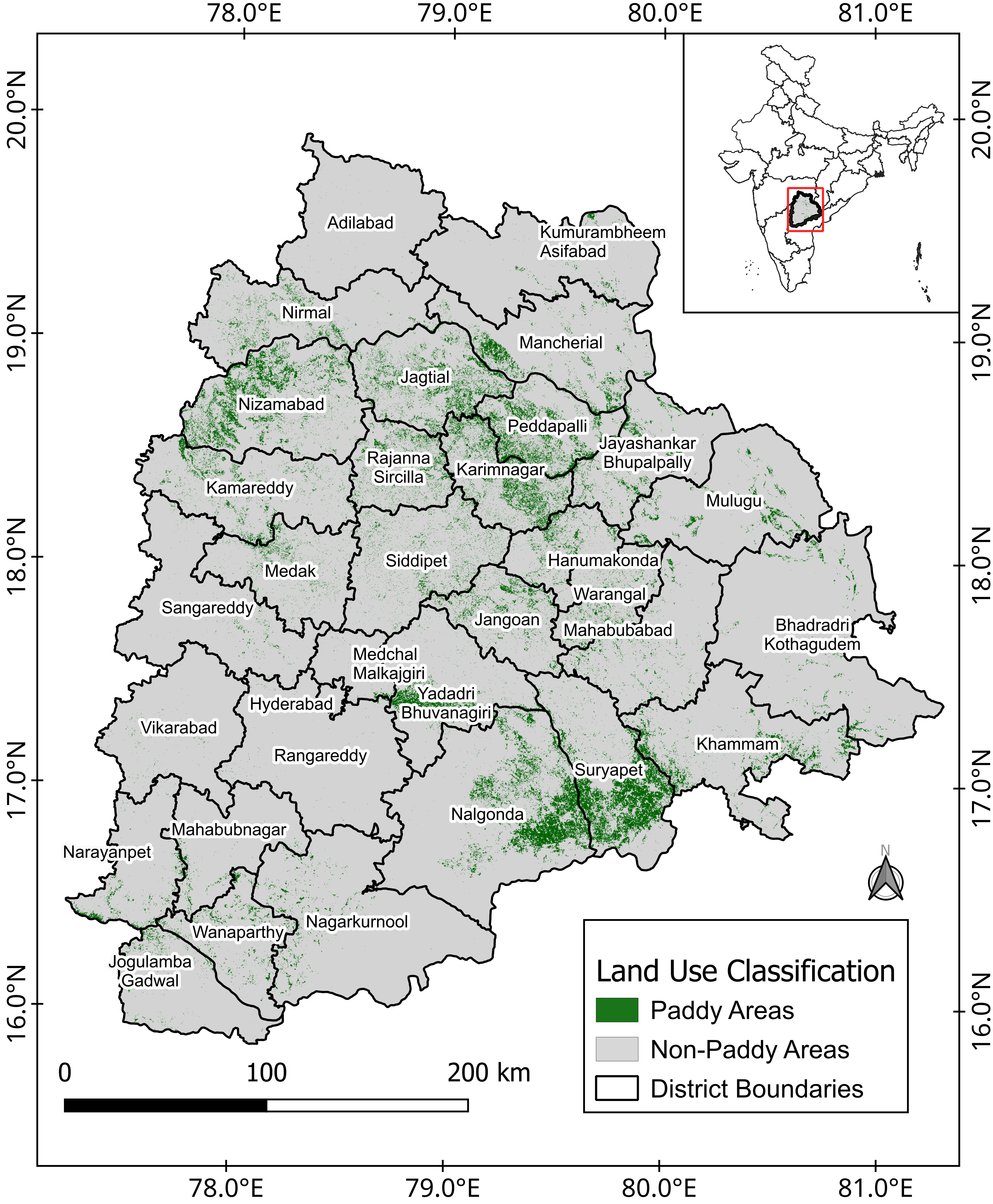 Rice cultivation spatial distribution